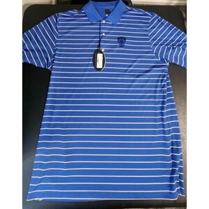NWT Greg Norman ML75 Microlux Golf Polo XL Mart Blue Stripe Ramsey Logo
